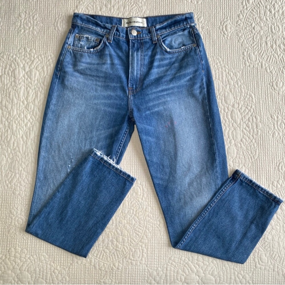 REFORMATION Julia High Waisted Bryce Wash Skinny Distressed Jeans Size 27